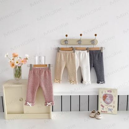 Baby Ribbed Bow Ruffle Leggings - image 10