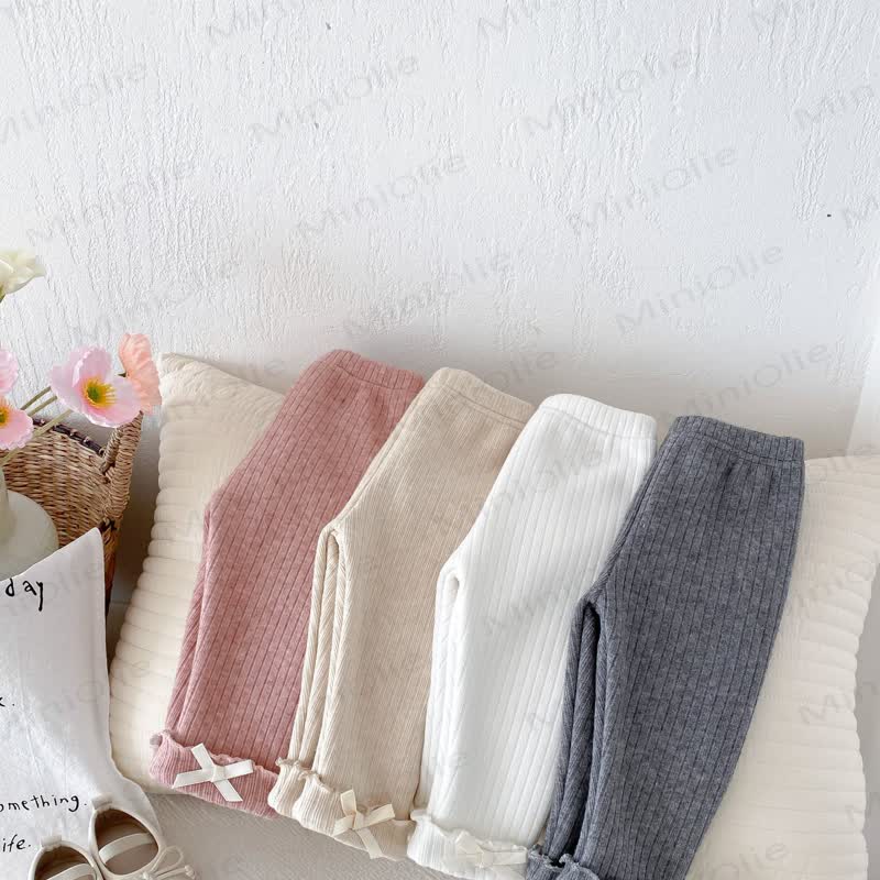 Baby Ribbed Bow Ruffle Leggings - image 11