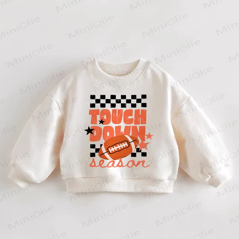 TOUCH DOWN SEASON Baby Toddler Footbball  Print Cream Sweatshirt - Cream - 3-5T - image 1