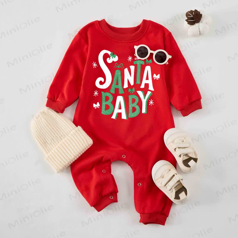 SANTA BABY Baby Slogan Red Romper - Red - 2-3T - image 1