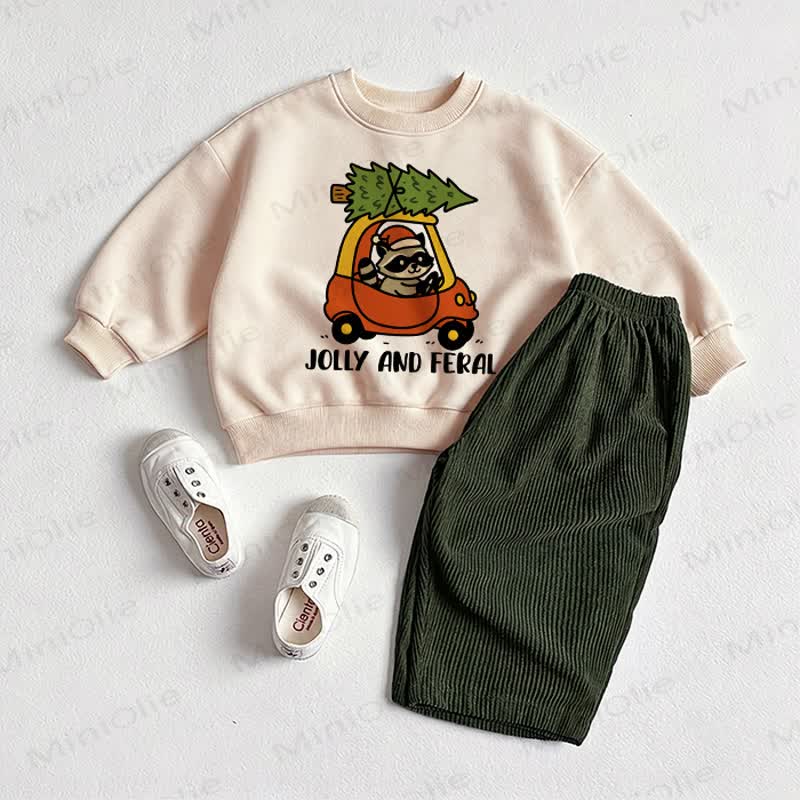 JOLLY AND FERAL Baby Sweartshirt and Pants 2-piece Set - Beige&Green - 2-3T - image 1