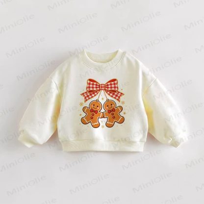 Baby Toddler Gingerbread Man Bow Cream Sweatshirt - Cream - 3-5T - image 1