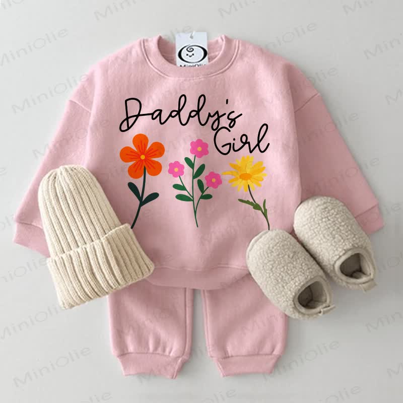 DADDY'S GIRL Baby Flower Print Sweatshirt 2-piece Set - Pink - 2-3T - image 1