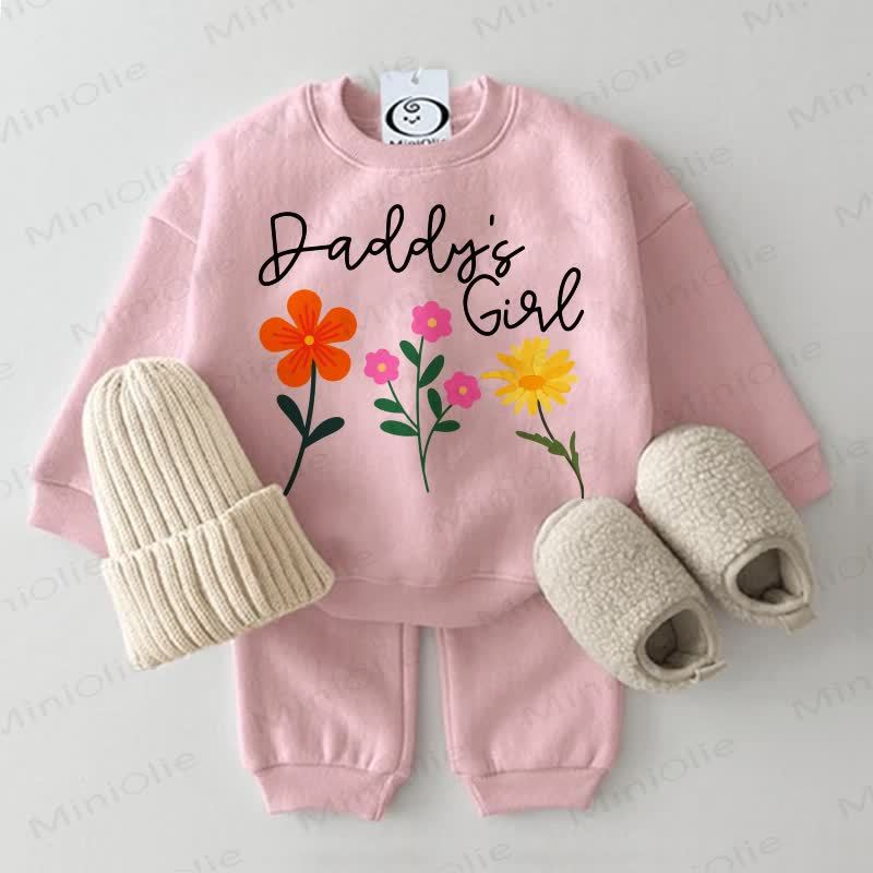 DADDY'S GIRL Baby Flower Print Sweatshirt 2-piece Set - Pink - 2-3T - image 1