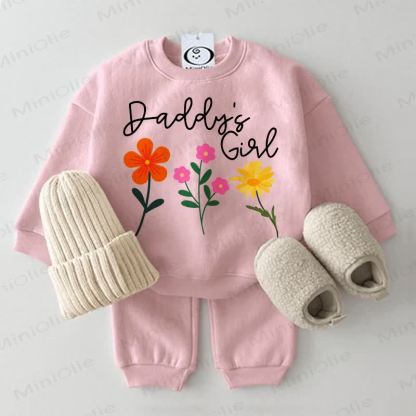 DADDY'S GIRL Baby Flower Print Sweatshirt 2-piece Set - Pink - 2-3T - image 1