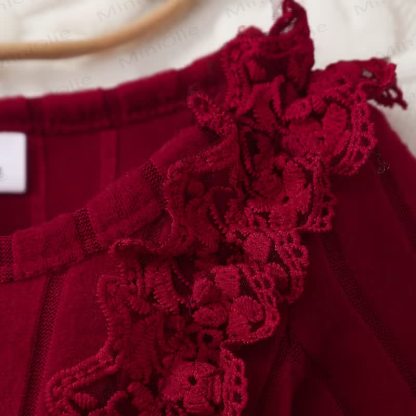 Baby Burgundy Bow Tulle Bodysuit with Headband - image 2