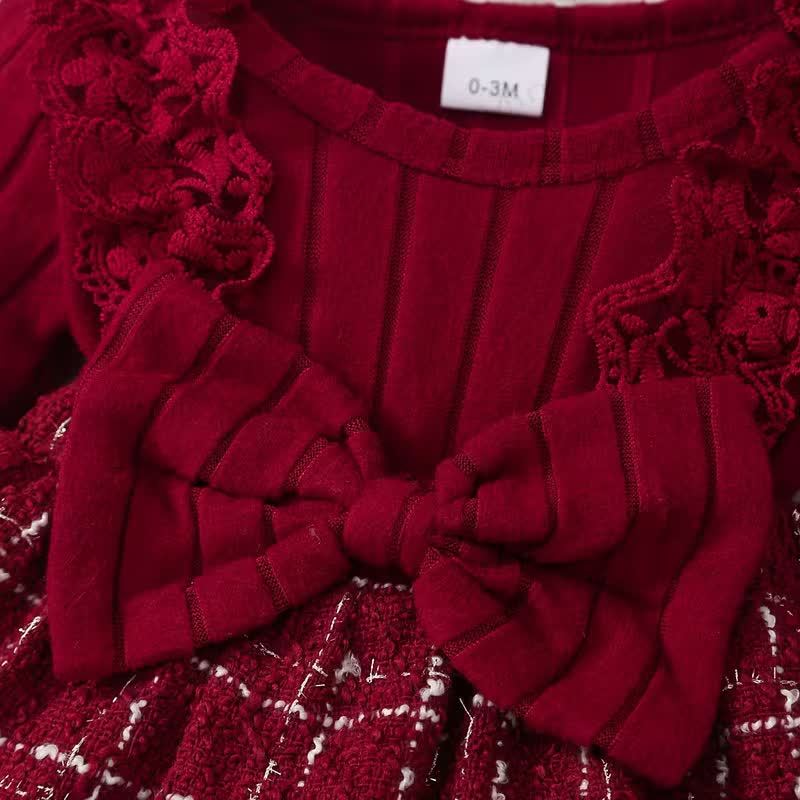 Baby Burgundy Bow Tulle Bodysuit with Headband - image 3