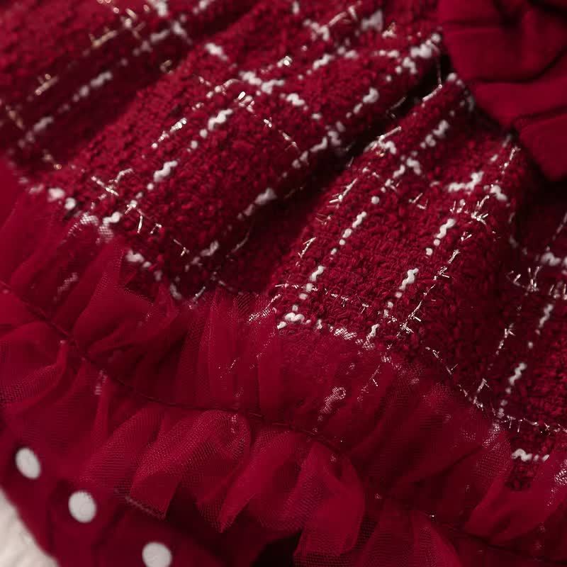 Baby Burgundy Bow Tulle Bodysuit with Headband - image 4