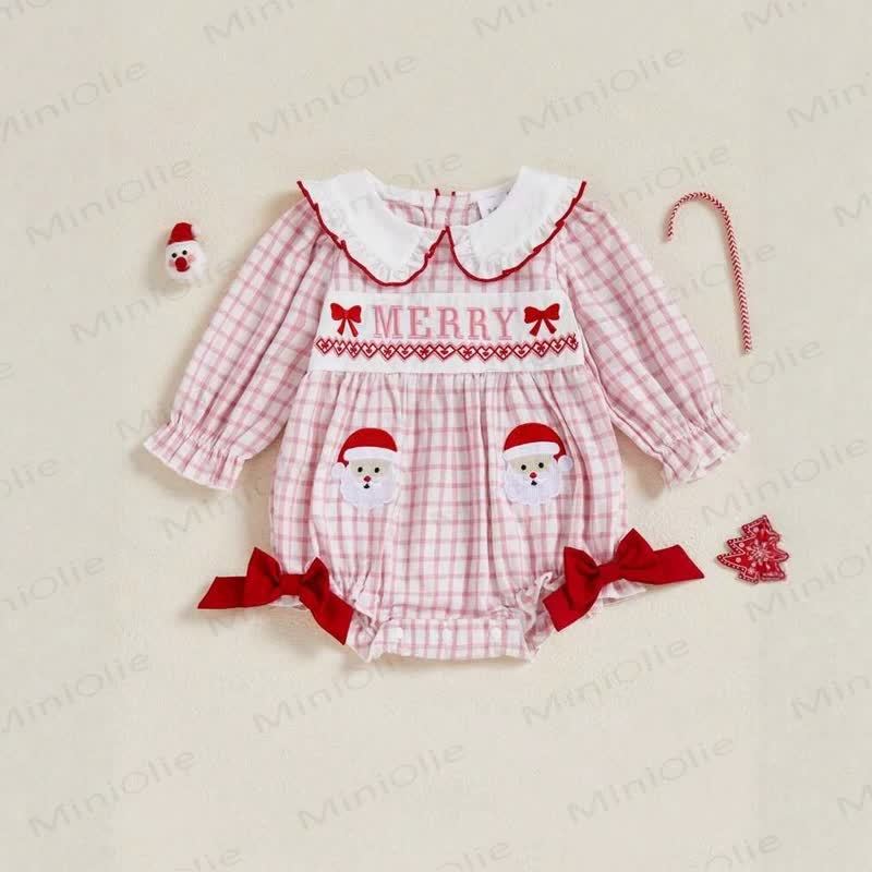 MERRY Baby Pink Plaid Christmas Bodysuit - Red - 12-18M - image 1