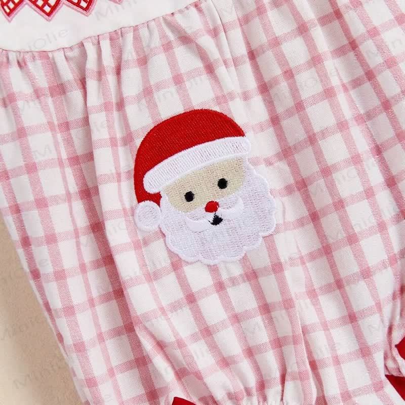 MERRY Baby Pink Plaid Christmas Bodysuit - image 4