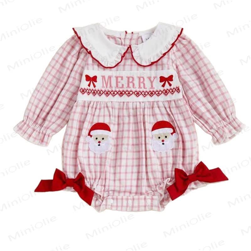 MERRY Baby Pink Plaid Christmas Bodysuit - image 5