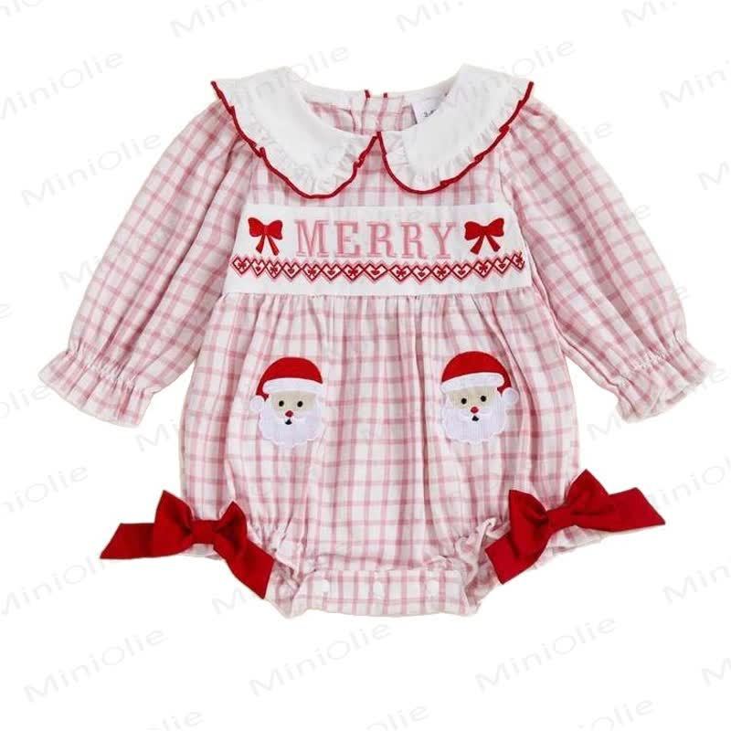 MERRY Baby Pink Plaid Christmas Bodysuit - image 5