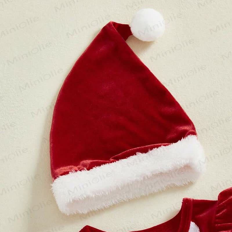 Baby Christmas Velvet Tulle Skirted Bodysuit Hat and Socks - image 4