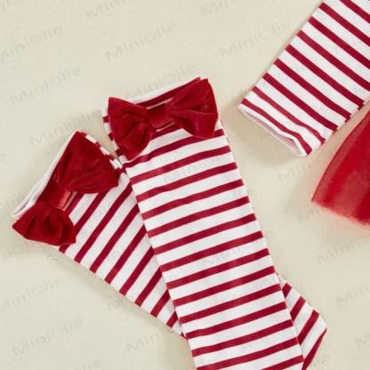 Baby Christmas Velvet Tulle Skirted Bodysuit Hat and Socks - image 8