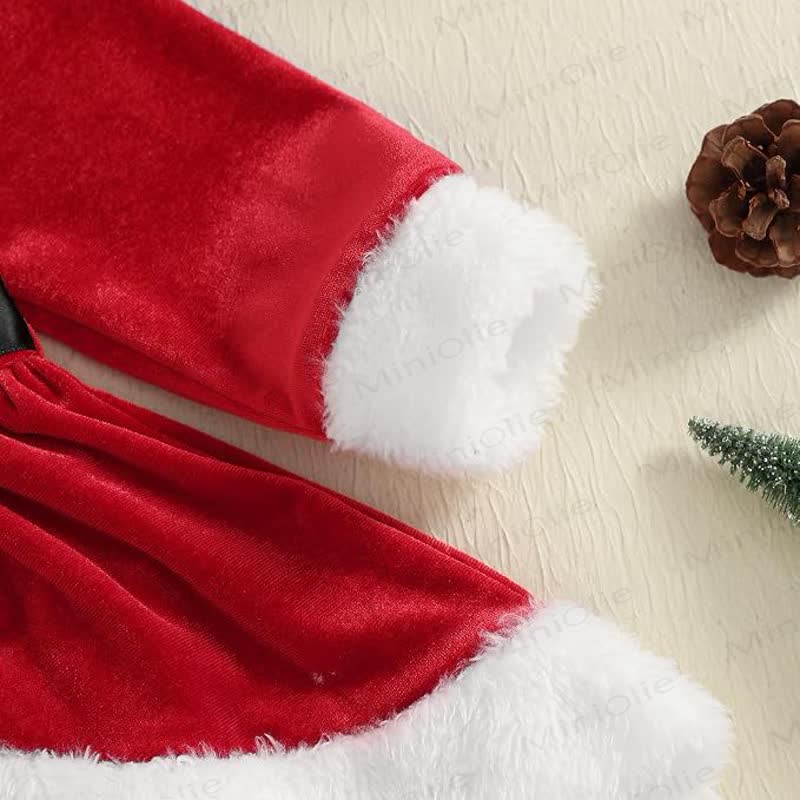 Baby Velvet Santa Skirted Bodysuit with Hat - image 4