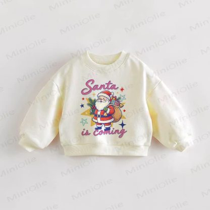 SANTA IS COMING Baby Toddler Santa Cream Sweatshirt - Cream - 3-5T - image 1
