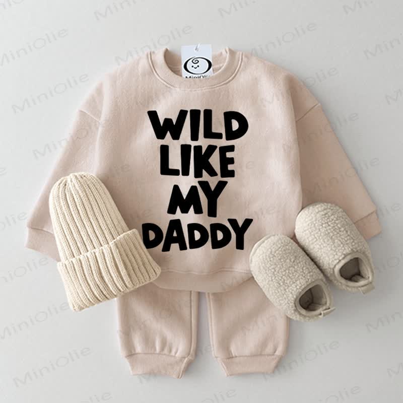 WILD LIKE MY DADDY Baby Beige Sweatshirt 2-piece Set - Beige - 2-3T - image 1