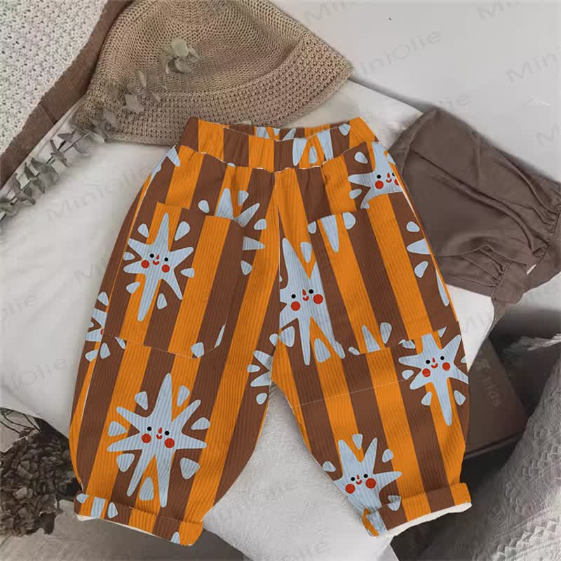 Baby Toddler Striped Star Corduroy Pants - Orange - 3-5T - image 1
