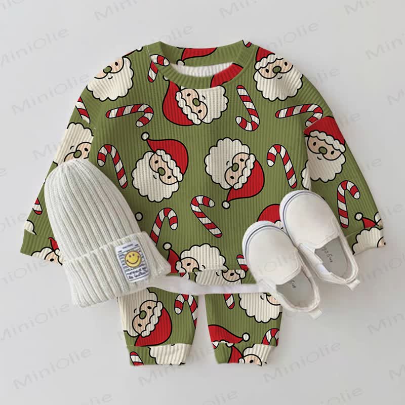 Baby Santa Claus Green Waffle 2-piece Set - Green - 2-3T - image 1
