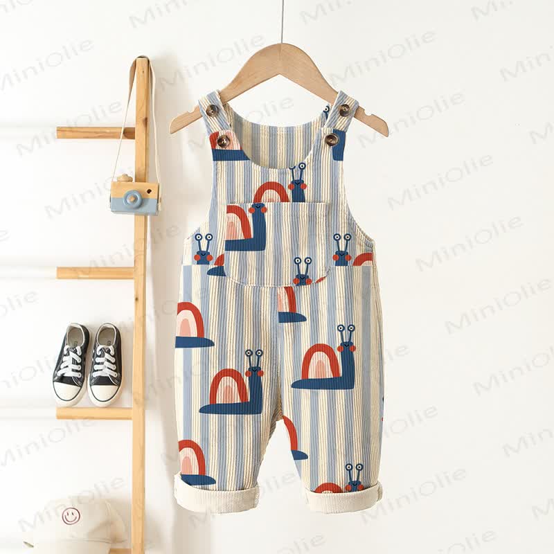 Baby Toddler Snail Striped Corduroy Overalls - Beige - 3-5T - image 1