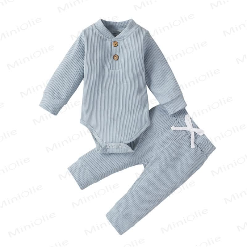 Baby Soft Ribbed Henley Bodysuit and Pants 2-piece Set - Blue - 12-18M - image 6
