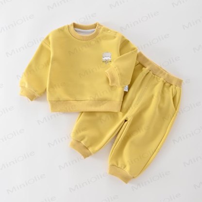 Baby Animal Print Casual Sweatshirt and Jogger Set - Yellow - 4-5T - image 2
