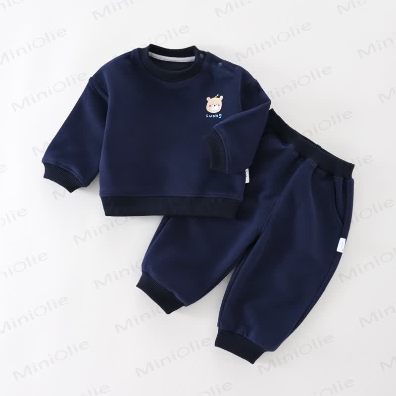 Baby Animal Print Casual Sweatshirt and Jogger Set - Navy - 4-5T - image 3