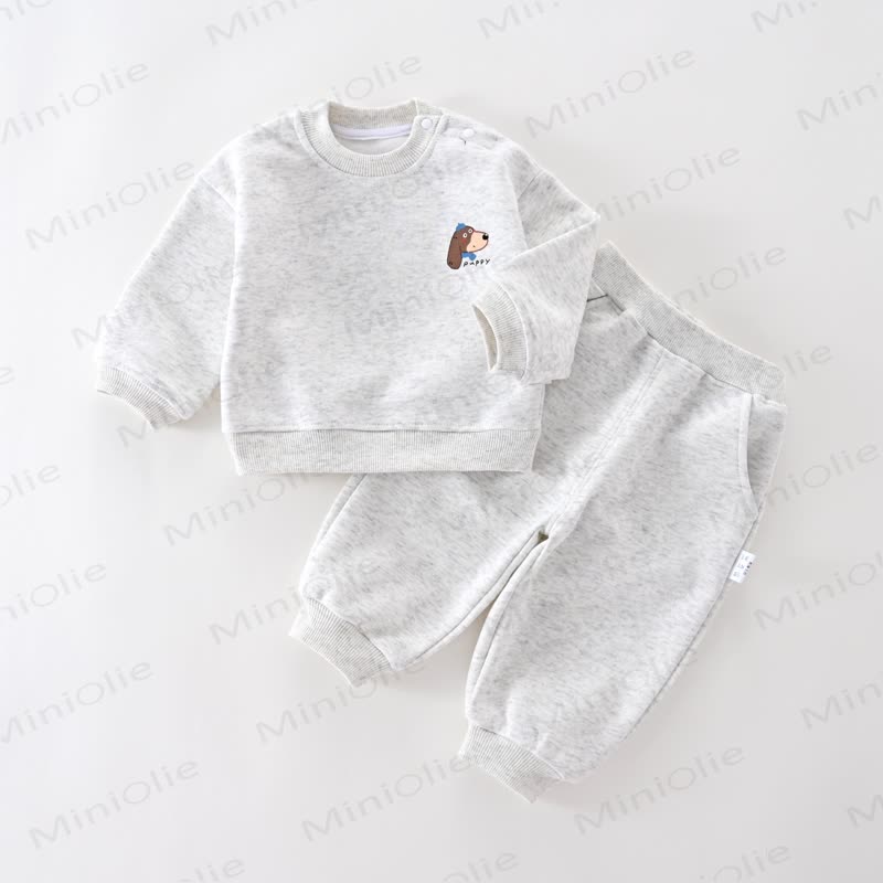 Baby Animal Print Casual Sweatshirt and Jogger Set - Gray - 4-5T - image 4