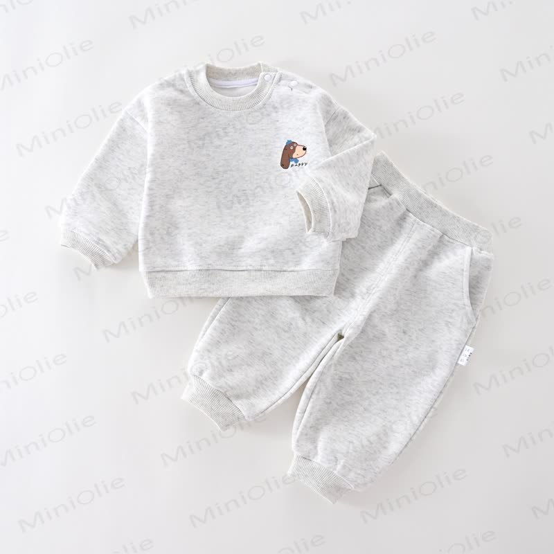 Baby Animal Print Casual Sweatshirt and Jogger Set - Gray - 4-5T - image 4