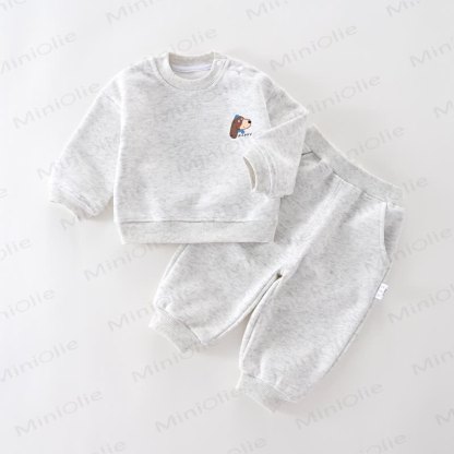 Baby Animal Print Casual Sweatshirt and Jogger Set - Gray - 4-5T - image 4