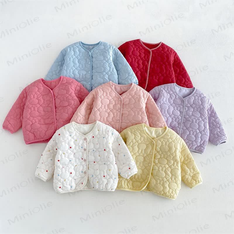 Baby Toddler Girl Floral Rabbit Quilted Fleece Jacket - image 1