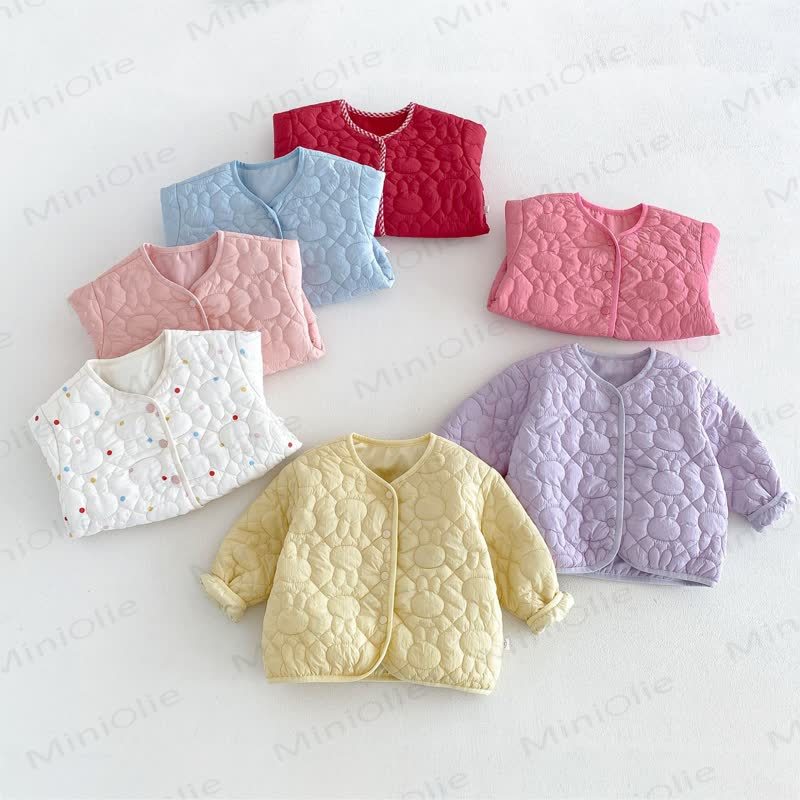Baby Toddler Girl Floral Rabbit Quilted Fleece Jacket - image 9