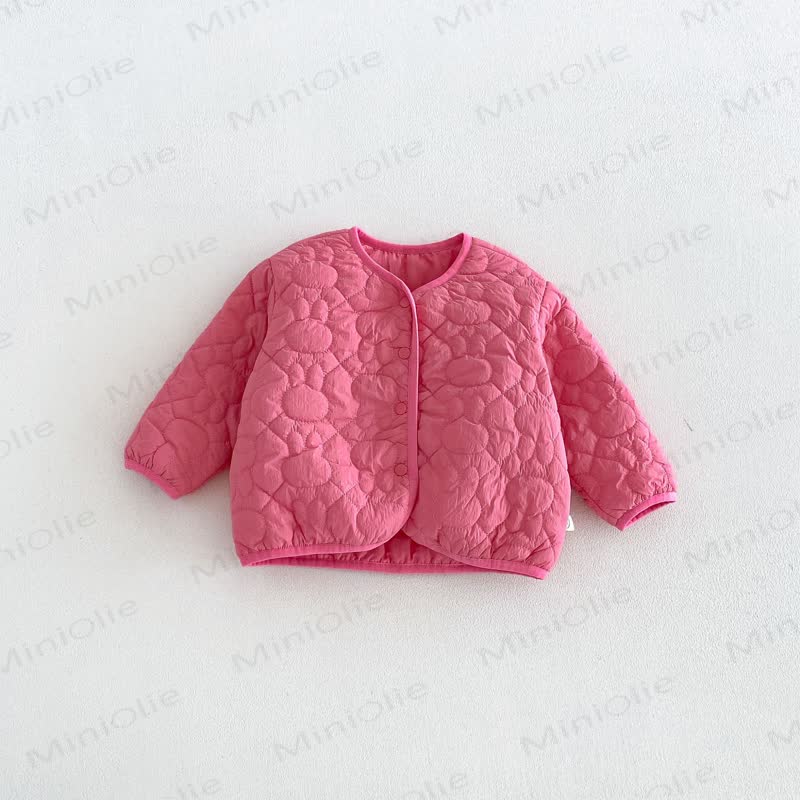 Baby Toddler Girl Floral Rabbit Quilted Fleece Jacket - Peach Blossom Pink - 6-7T - image 5