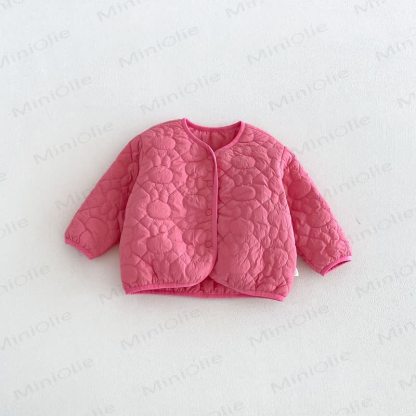 Baby Toddler Girl Floral Rabbit Quilted Fleece Jacket - Peach Blossom Pink - 6-7T - image 5