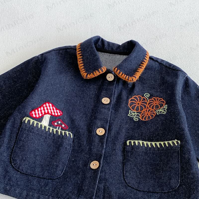Baby Toddler Girl Mushroom Denim Jacket - image 7