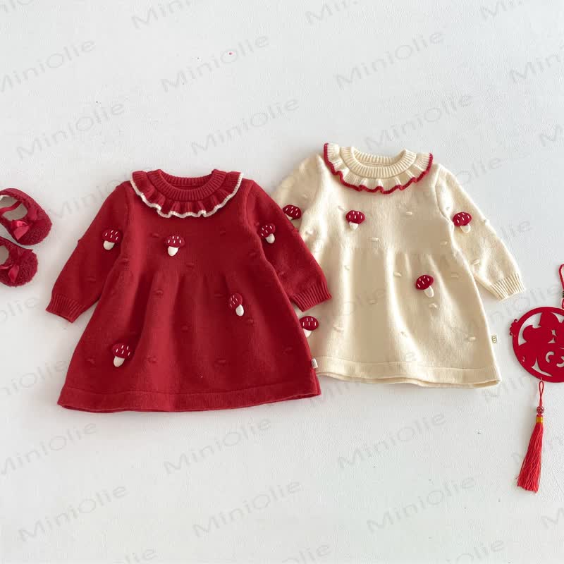 Baby Toddler Ruffle Collar Mushroo Dress - image 1