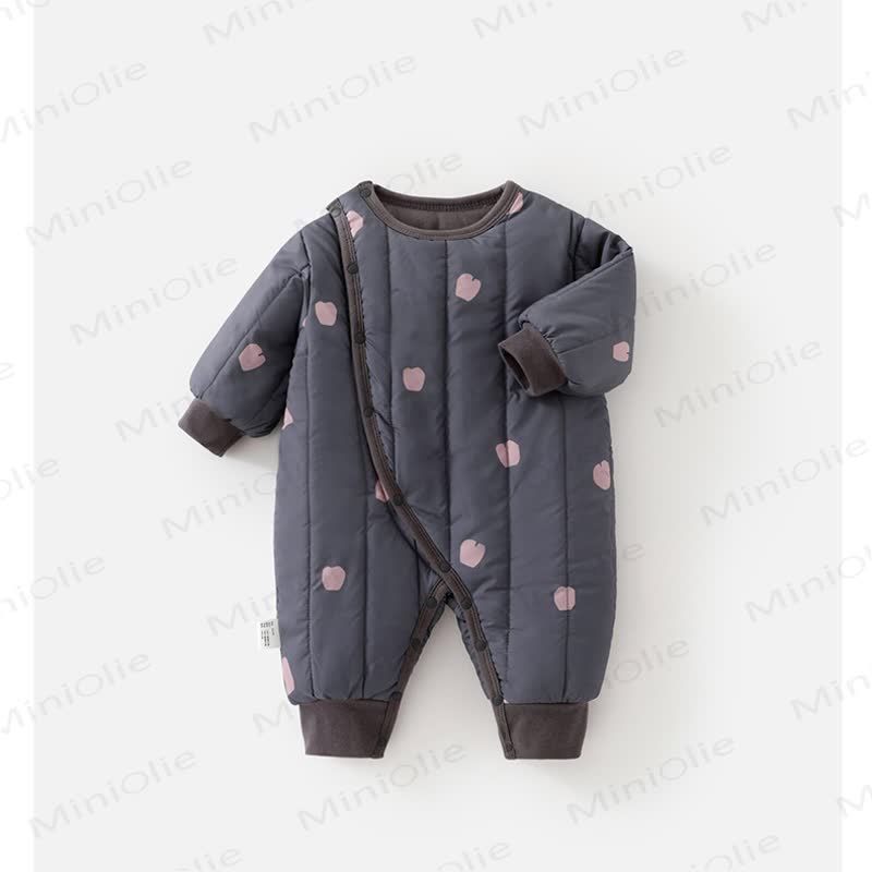 Baby Quilted Winter Warm Romper - Dark Grey - 18-24M - image 8