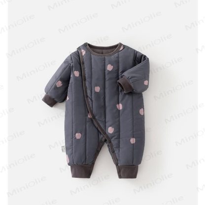 Baby Quilted Winter Warm Romper - Dark Grey - 18-24M - image 8
