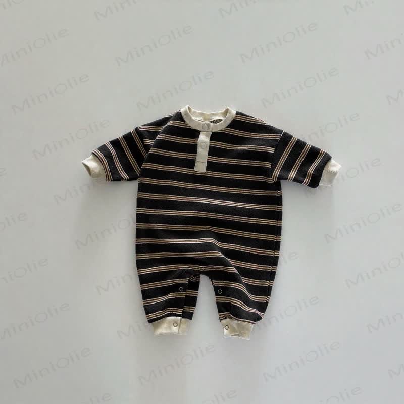 Baby Stripe Henley Romper - Brown - 18-24M - image 6