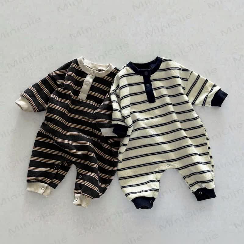 Baby Stripe Henley Romper - image 2