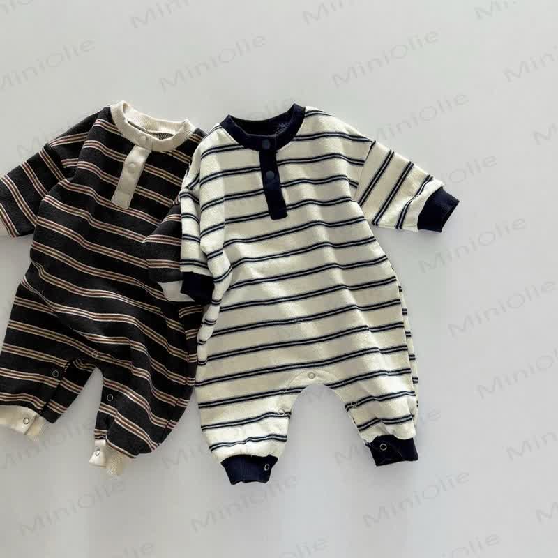 Baby Stripe Henley Romper - image 1