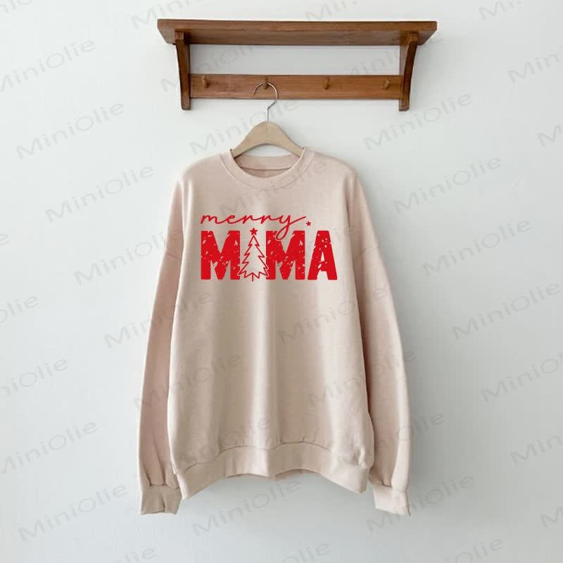 MERRY MAMA/MINI Christmas Tree Mommy and Me Sweatshirt - Beige - Adult Sweatshirt: XL - image 2