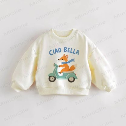 CIAO BELLA Baby Toddler Driving Fox Cream Sweatshirt - Cream - 3-5T - image 1