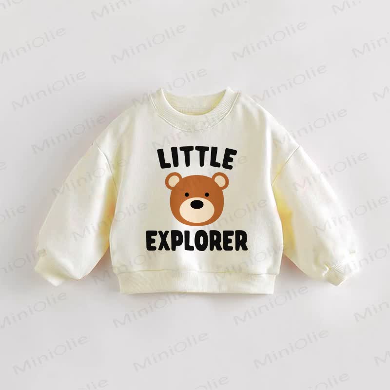 LITTLE EXPLORER Baby Toddler Bear Print Cream Sweatshirt - Cream - 3-5T - image 1