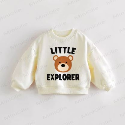 LITTLE EXPLORER Baby Toddler Bear Print Cream Sweatshirt - Cream - 3-5T - image 1