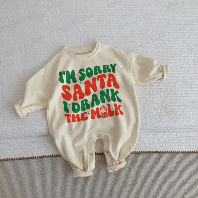 I'M SORRY SANTA I DRANK THE MILK Baby Toddler Beige Romper - Beige - 2-3T - image 1