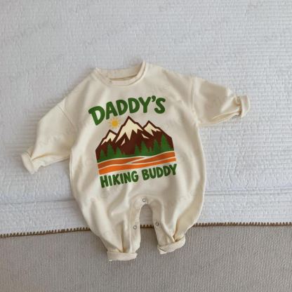 DADDY'S HIKING BUDDY Baby Toddler Mountain Print Beige Romper - Beige - 2-3T - image 1