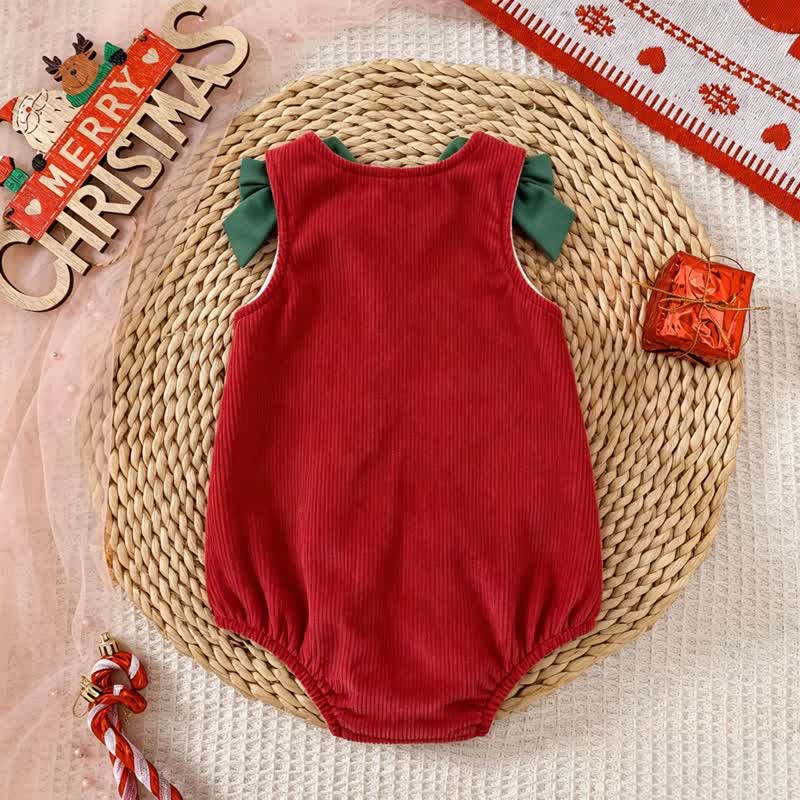 MY FIRST CHRISTMAS Baby Bow Ribbed Bodysuit - image 3