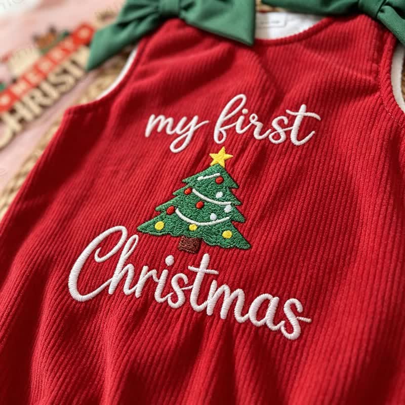 MY FIRST CHRISTMAS Baby Bow Ribbed Bodysuit - image 5