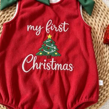 MY FIRST CHRISTMAS Baby Bow Ribbed Bodysuit - image 6
